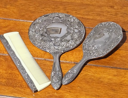 Antique silver plated vanity - antique,