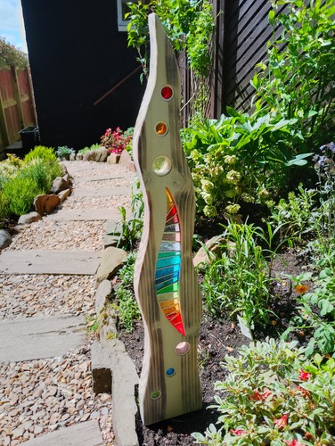 Stained glass garden - stained, sculpture