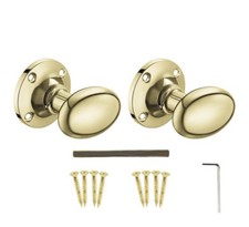 Designer Levers Oval Mortice Door Knob Set Brass Plated – Pair Internal Door