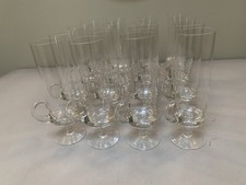 Set Of 16 Clear Glass Irish