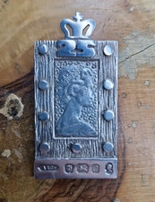 Sterling Silver Ingot Pendant By Addis And Co. Queen Elizabeth The 2nd Silver...