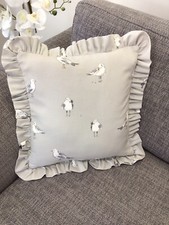 Approx 15”x 15”Frilled Cushion  Cover, In John Lewis’s Seagulls  Fabric, Smoke