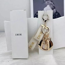 Dior Novelty Charm Gold Lucky Logo design Keychain Gift NEW Key Chain With Box