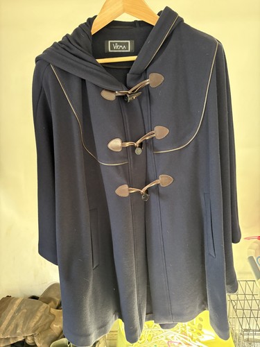 Navy wool and cashmere hooded - navy,