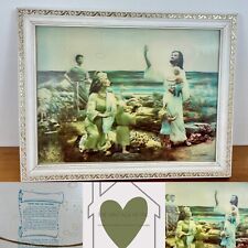 Lenticular 3D Hologram Framed Christ And Children Plate 501 18’’x14’’ Vintage