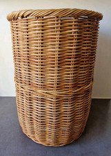 Large Vintage Round Wicker Log Storage Basket Traditional Strong 26" Inglenook 