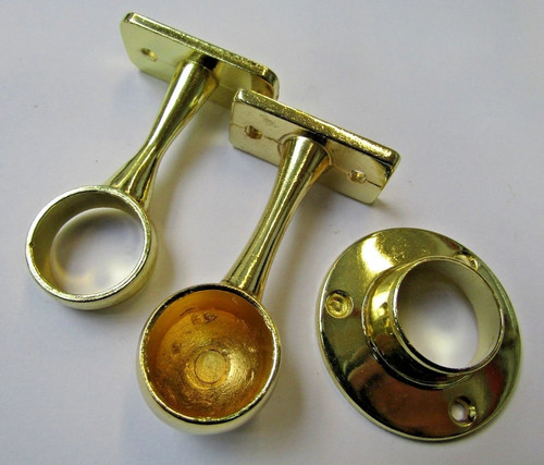 Brass wardrobe rail brackets - brass,
