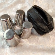 Hunting Drink Set Stainless Steel 4 Shot Glasses with Leather Case Cover Zipped