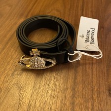 Vivienne Westwood Black Leather Belt with  Orb Buckle