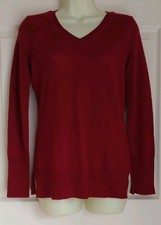 DEANE & WHITE BERRY RED MERINO WOOL FINE KNIT V NECK JUMPER SWEATER BNWT SMALL