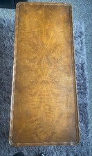 Bevan Funnell Burr Walnut Cut Coffee Table with Elegant Long Cabriolet Legs