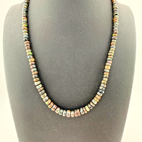 Black opal faceted rondelle - black,