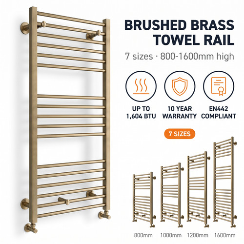 Brushed brass heated towel - brass,