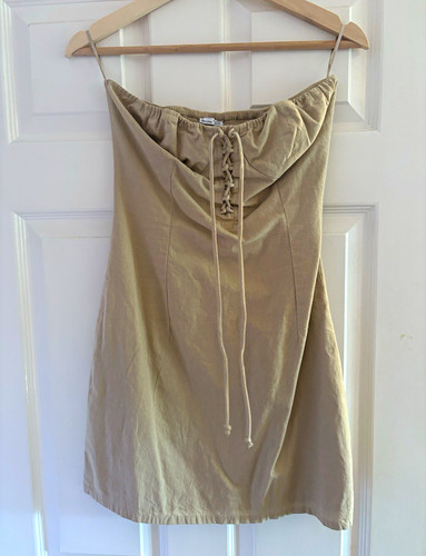 Bershka beige strapless mini - beige,