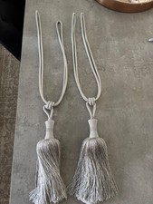 2 x Diamante Tiebacks Silver Grey Crystal Glitter Tassell Rope Holdback Curtains