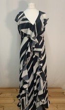 Coast Black While & Grey Ruffle Maxi Dress