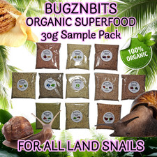 Land Snail Food 30g Sample Pack | Giant African Snail Mix Organic Diet Snails