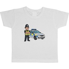 'Police Officer & Car' Children's / Kid's Cotton T-Shirts (TS057689)