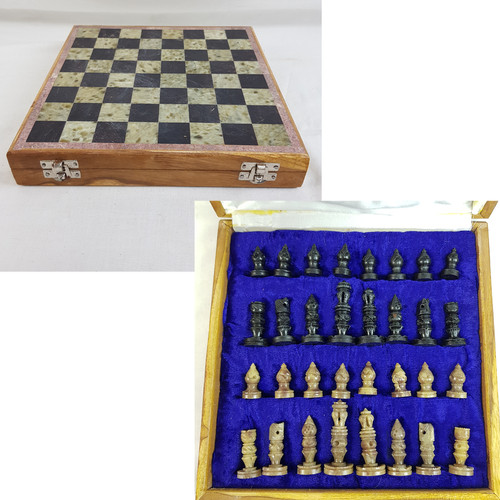 Carved soap stone chess set - carved,