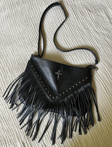 Women black fringe studded - women’s,