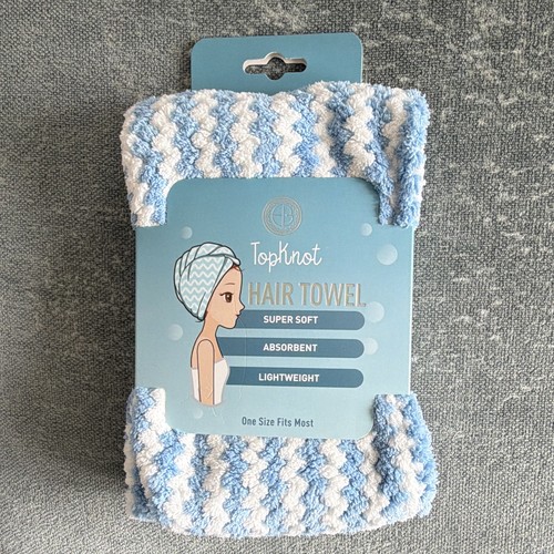 New topknot hair towel - new, blue