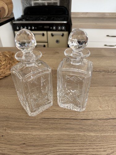 Cut glass whiskey decanters - whiskey,