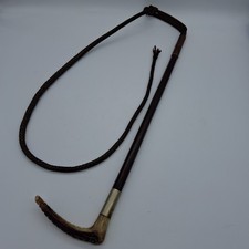 Antique Hunting Crop Whip Leather Lash Silver Collar
