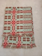 1970's Welsh Woven Wool Blanket Chocolate Mint Colour Large