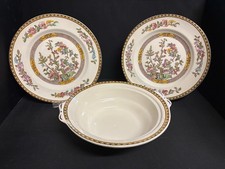 2 X Washington Indian Tree Dinner Plates 25cm And A Serving Bowl (No Lid).