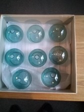 8x Teal Glass Lampshades Green