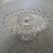Vintage Clear Glass Pedestal Cake Plate Stand Christmas Wedding Tea Party