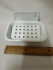 Vintage Style White Enamel Metal Soap Dish Tray Wall Mount