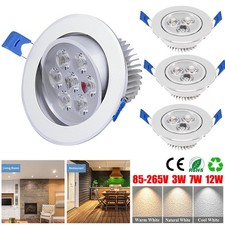 LED Ceiling Light Recessed 3/7/12W Down Lights Round Bathroom Spot Lamp Lighting