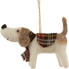 Sass and Belle Felt Tartan Dog Christmas Tree Decoration With Rustic Twine