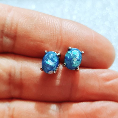 925 silver 7mmx5mm blue - 925,