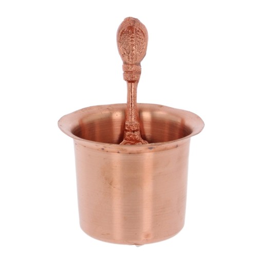 Copper panchpatra with spoon - copper,