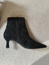 M&S black sparkle kitten heel ankle boots. Size 6. NWOT. Christmas party ready!