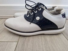 FootJoy Shoes Womens Traditions Spikeless Golf Saddle Oxford White Blue Size 4.5