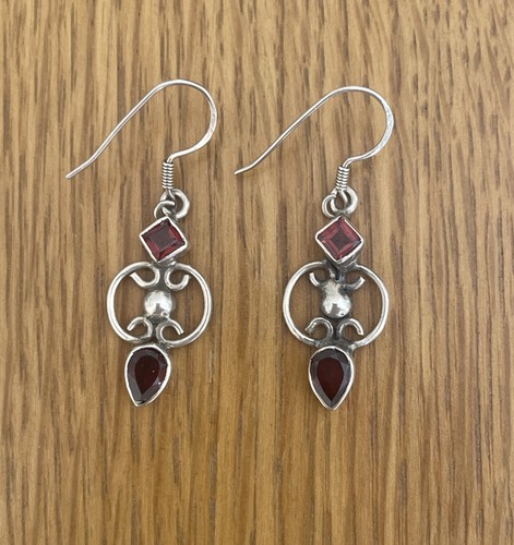 Sterling silver 925 red garnet - sterling,