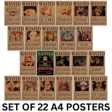 One Piece Wanted Posters Set of 22 A4 Posters Manga Fans Gift Ideas Room Decor