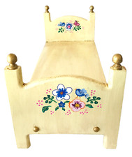 Hand Painted Wood Doll Bed for