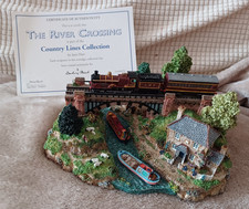 Danbury Mint  Country Lines Collection The River Crossing  train canal barge