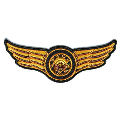 Embroidered winged wheel - winged,