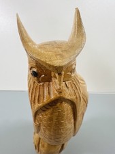 Hand-Carved Wooden Owl –