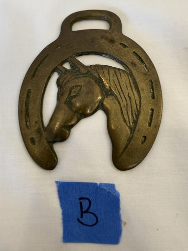 Brass horse medallion antique - brass,