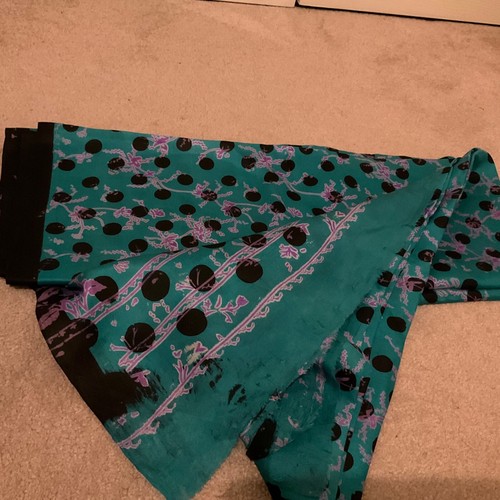 Bright green silk sari