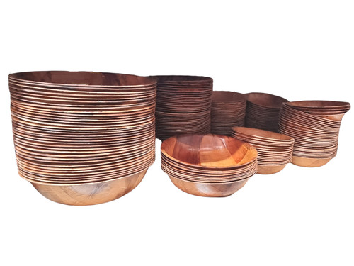 Wooden round bowl snack - wooden, salad