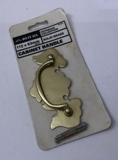 Vtg Solid Brass Batwing Dropper Drawer Cabinet Door Pull Handle 112mm X 63mm C