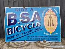 Circa 1920 B.S.A BICYCLE Enamel Sign 44" x 28"