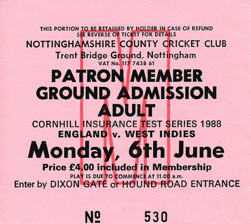 Cricket ticket england v - cricket,